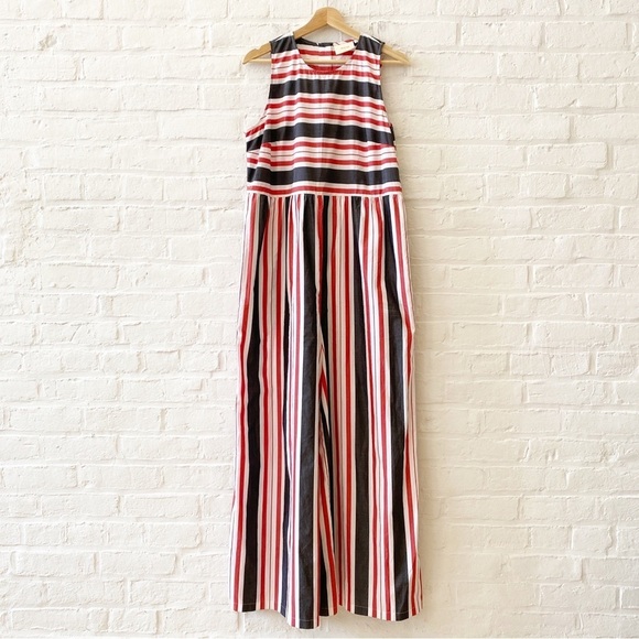 Anthropologie Pants - Anthropologie || Maeve Striped Wide-Leg Jumpsuit Red White Large